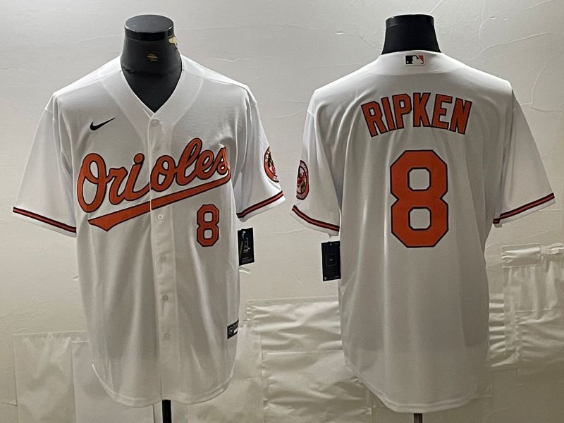 Men Baltimore Orioles #8 Ripken White Nike Game MLB Jersey style 1->baltimore orioles->MLB Jersey